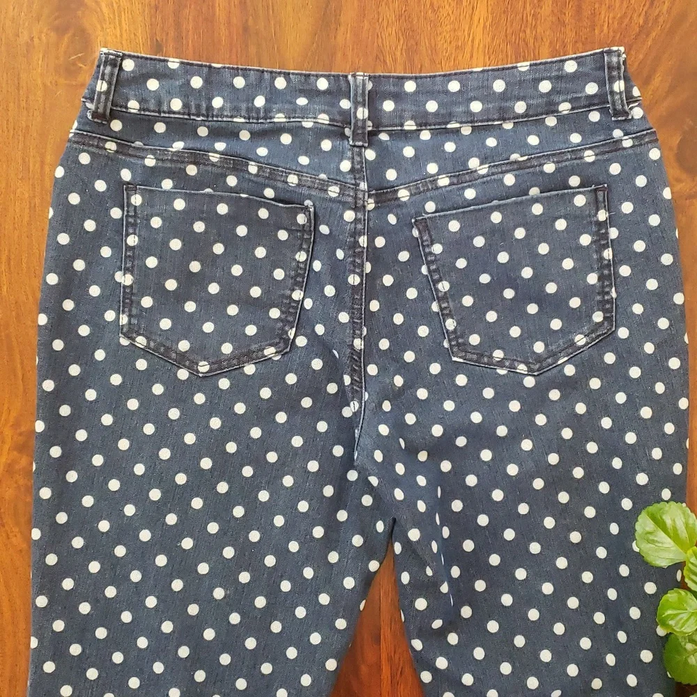 CHICO’S Platinum Denim Jeans | Blue White Polka Dot | Cropped Length | SIZE .5 - Picture 7 of 12